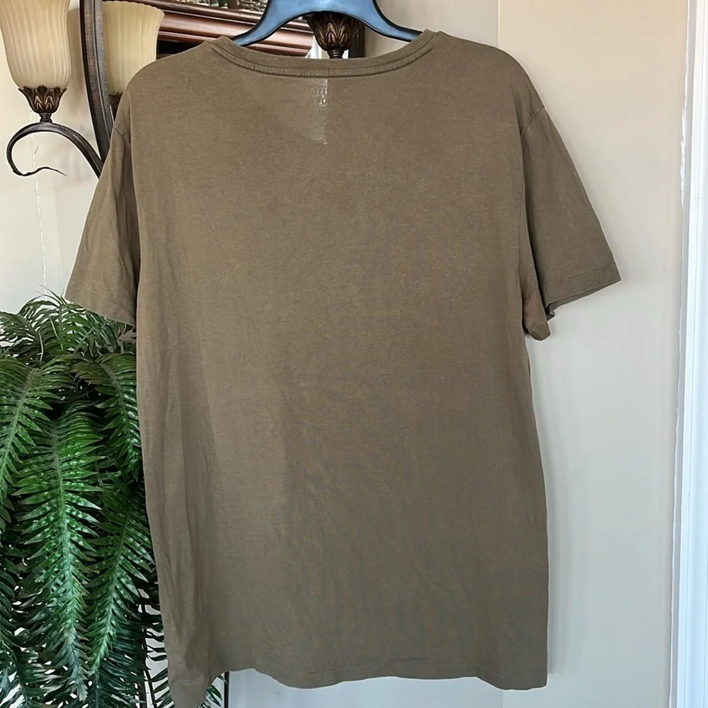 Polo Ralph Lauren Olive Green V-Neck Cotton Short Sleeve T-Shirt Top Pony